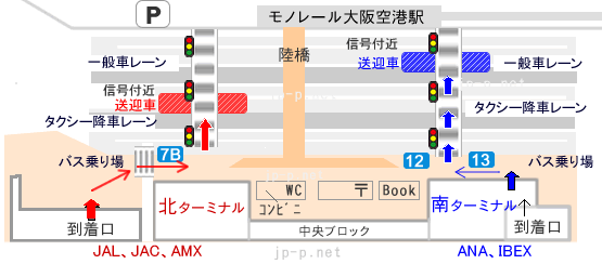大阪空港ターミナル前案内マップ